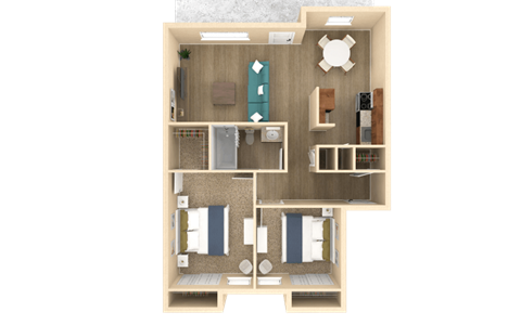 a bedroom floor plan of a 2100 sq ft apartment